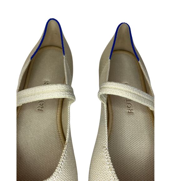 Rothy’s The Mary Jane Flats Ecru Black Cap Toe Knit Recycled Shoes Size 9 - Picture 4 of 9